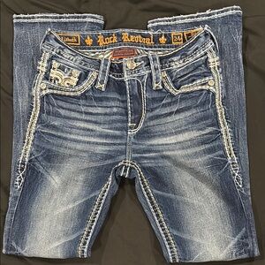 Rock Revival Blue Slim Jeans with Distinctive Stitching